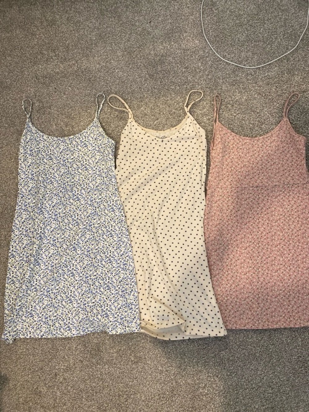 Brandy Melville White Slip Dress with Blue Floral Print